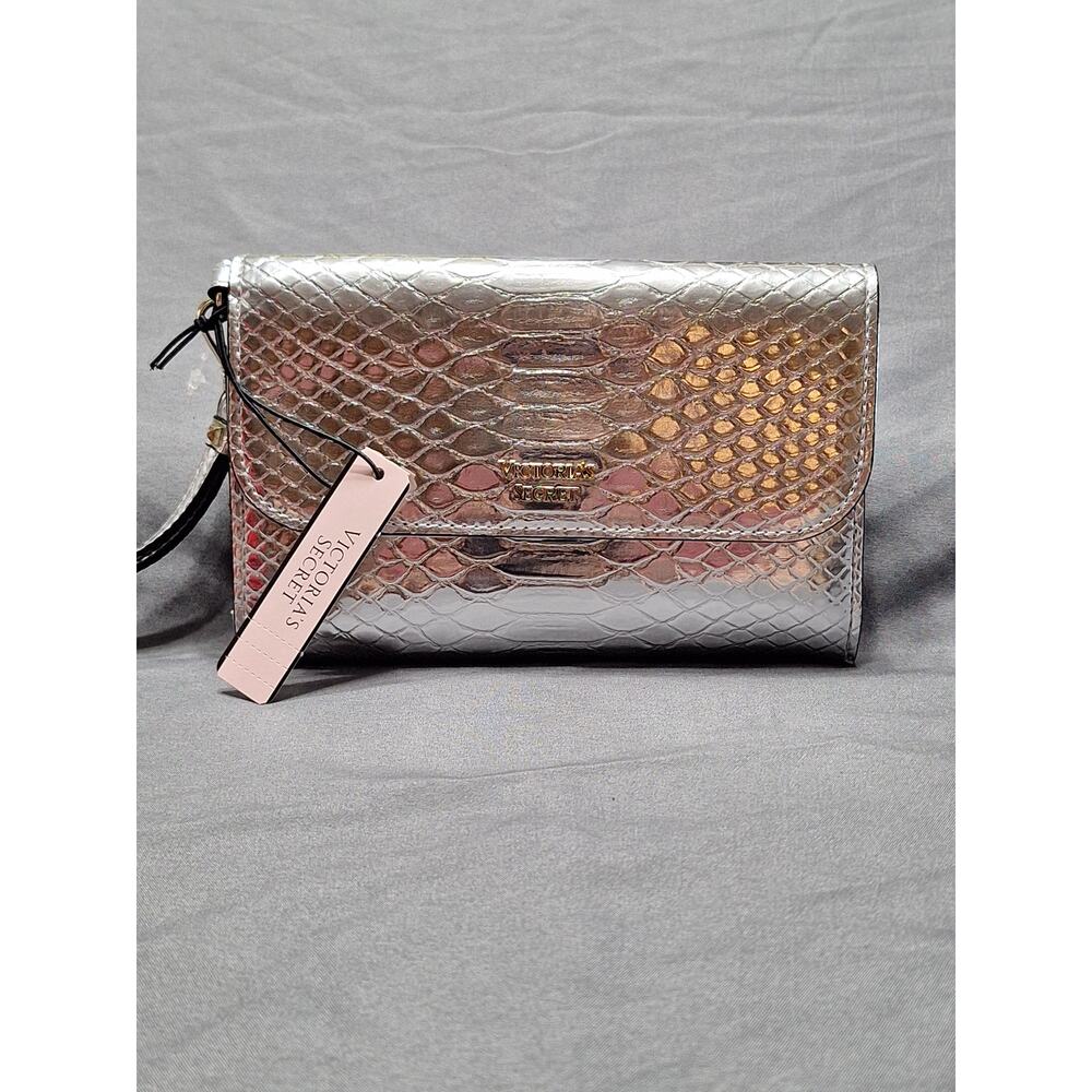 Victoria's Secret Silver Luxe Python Wristlet Tech Clutch